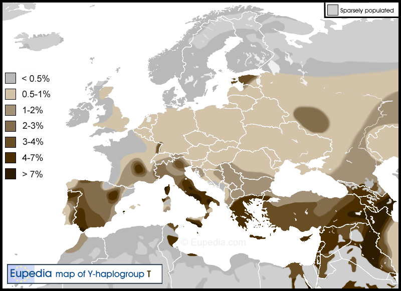 Y-ADN en Europe, Moyen-Orient et Afrique du Nord